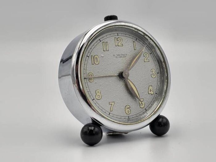 Vintage 1940s L.Ruckli Luzern Swiss made Alarm Clock WW2 Era