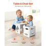 Montessori Weaning Table and Chair Set, Wooden Toddler Table and Chair Set for Aged 1-5, Adjustable Height Kids Montessori Chair and Activity Table, Ideal for Reading, Eating, Playing White Image 2