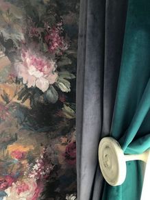 Designer Elegant Velvet Curtains, Olive Green. Perfect conditions.  conditions. . Made in Spain.