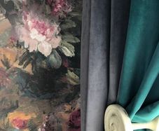 Designer Elegant Velvet Curtains, Olive Green. Sold as Pair. Made in Spain..