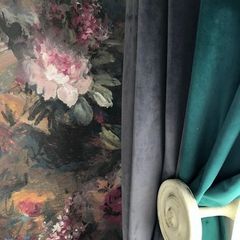 Designer Elegant Velvet Curtains, Olive Green. Sold as Pair. Made in Spain..