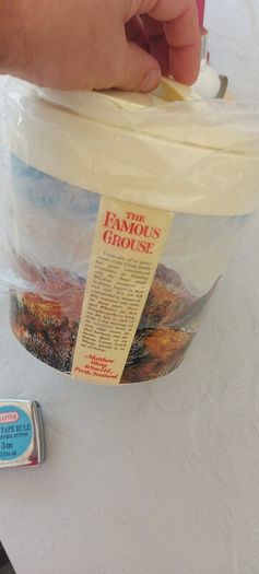 vintage 70s 80s ,new old stock Famous Grouse  ice bucket with lid,,,sold as is.