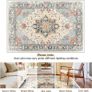 Rugs Living Room 150x210 cm Washable Rug Beige/Blue/Orange Living Room Rug, Rugs for Bedroom, Vintage, Boho, Oriental, Lounge, Dining Room, Home Office, Low Pile, Non Slip, OEKO, Print Image 7