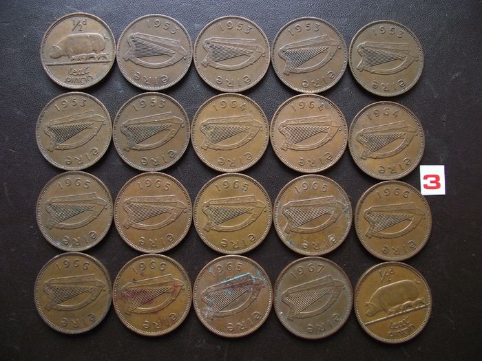 20 Irish half pennies (1953-1967)
