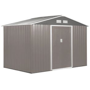 NEW SALE  9 x 6FT Foundation Ventilation Steel Outdoor Garden Shed Grey FREE SHIPPING