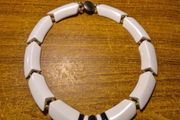Vintage Black and White chunky beaded collar V necklace