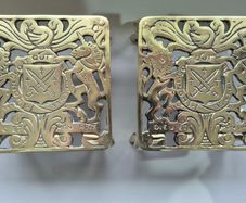 Pair of Antique 1913 British Brass Trivets