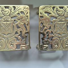 Pair of Antique 1913 British Brass Trivets