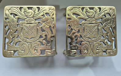 Pair of Antique 1913 British Brass Trivets