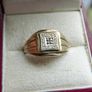 Vintage 9Ct Solid Yellow Gold 375 Diamond Mens Signet Ring 3,5g size S Image 2