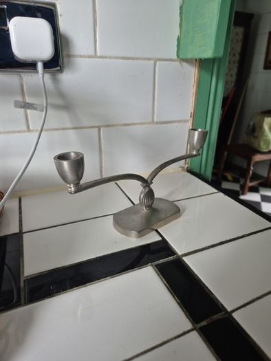 Just Anderson Danish  1930s Vintage art deco pewter candlebra