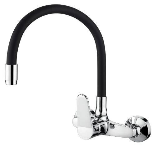 Ibergrif Wall Mounted Kitchen Tap Single Lever Mixer Tap 360 Rotation Sink tap with Adjustable Mounting Hole