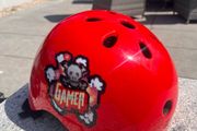 red bicycle helmet