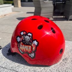 red bicycle helmet