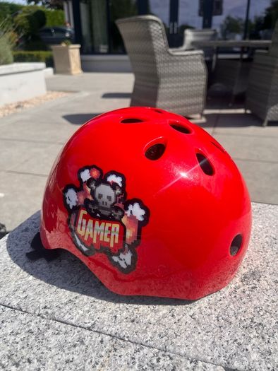 red bicycle helmet