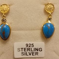 Gold Plated Sterling Silver Turquoise Drop Earrings