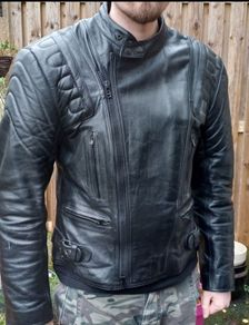 Leather Biker Jacket: Size Medium.