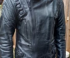 Leather Biker Jacket: Size Medium.