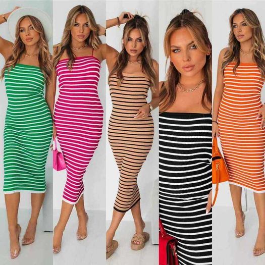 Knitted Pencil Dress, White And Black