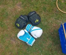 boxing gloves and bag