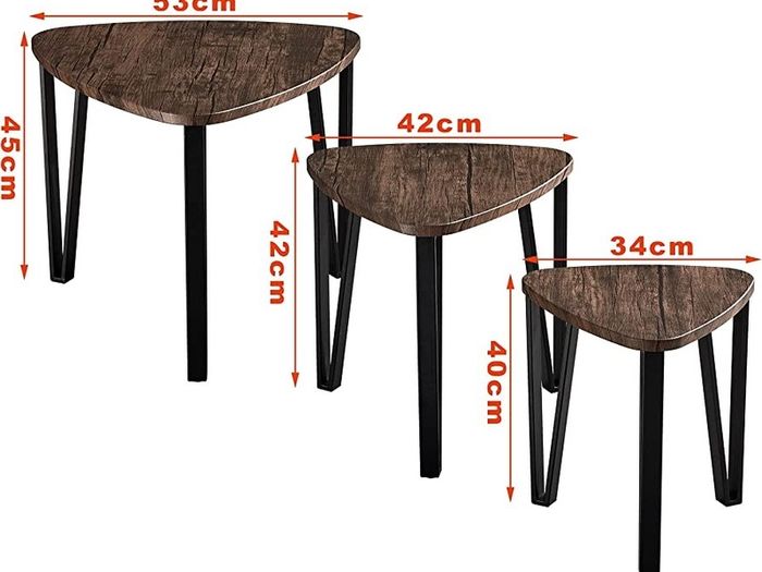 Nest of Table Easy Assembly Industrial Nesting Table Set of 3 Coffee Tables End Side Tables for Home and Office (FREE SHIPPING)