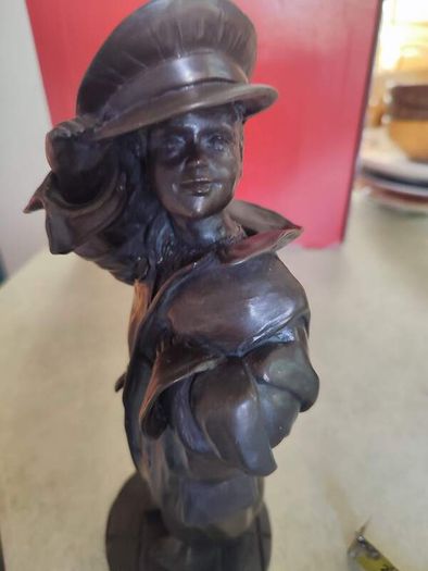 Genesis bronze statue of a boy in man's uniform In perfect condition.