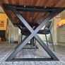 Solid wood dining table - 250cm x 90cm - steel X-frame legs Image 2