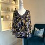 Ladies Navy & Mustard Chiffon Top from Dunnes Stores. Size UK 20-22 / EU 48-50 Image 5