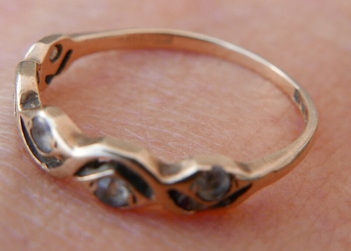Vintage 9ct Solid Gold 375 5-Stone  Gemstone Ring