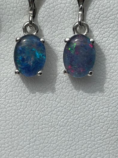 Sterling silver 925  Boulder Opal Triplet Earrings in Platinum Plated Sterling Silver