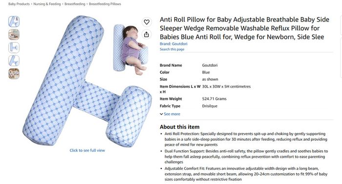 Adjustable AntiRoll Baby Pillow  Pink