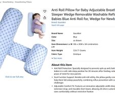 Adjustable AntiRoll Baby Pillow  Pink