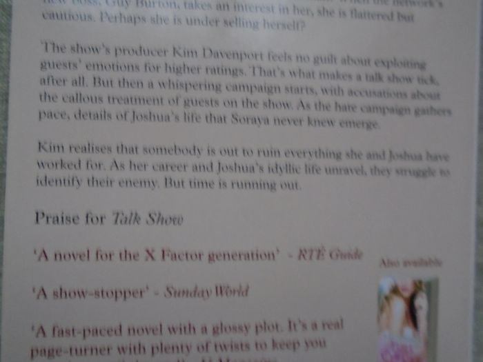 Paperback book . fiction, Book, Talk Show