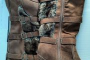 new warm knee wedge heel boots tag attached