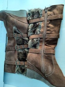 new warm knee wedge heel boots tag attached