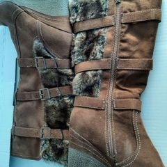 new warm knee wedge heel boots tag attached