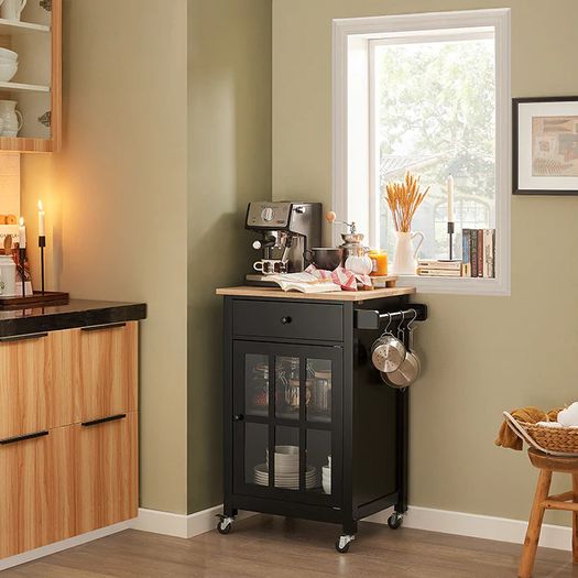 kitchen trolley cabinet black display cabinet glass door