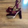 high hill platformed velvet sandals Image 3