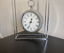 Chrome Pocket Watch Hanging Desk Clock - Roman Numeral - Modern Mantel Clock