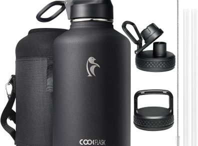 Insulated Water Bottle 2L - 3 Lids - Keeps Cold 24h - Brand New