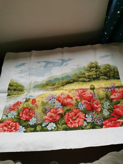 Stunning Handmade Cross Stitch Embroidery - Garden flowers