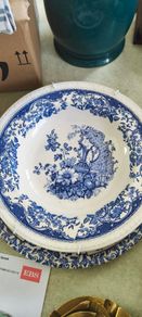 Vintage Barker Bros Royal Tudor Ware Olde Staffordshire Blue Floral Design  Hanging Plate