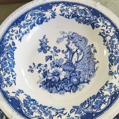 Vintage Barker Bros Royal Tudor Ware Olde Staffordshire Blue Floral Design  Hanging Plate