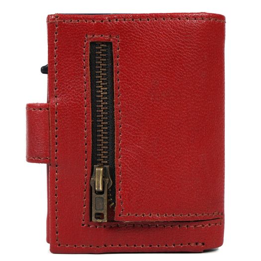 Genuine Leather Pop-Up Card Holder Wallet RFID Blocking Slim Credit Card Case