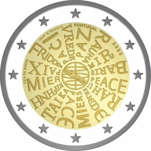 Portugal 2 Euro Commemorative Coin 2023 - Peace Among Nations BU. Blister Card.