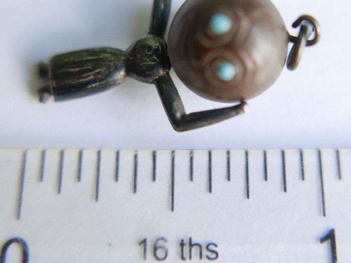 Antique 1918 WW1 Sterling Silver Fumsup Fums Up Touch Wood Wud Good Luck Lucky Charm Fob