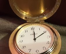 vintage collectable brass paper weight clock