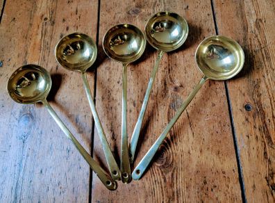 Set of 5 antique brass saddle