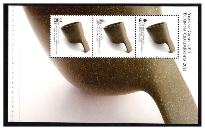 2011 Ireland Year of Craft in Ireland Commemorate Stamp Booklet Pane featuring Ceramics Mint Never Hinged (MNH). Hibernian HP199