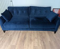 Navy Velvet 3 seater sofa & 2 armchairs